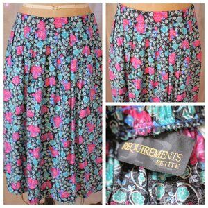 vtg 80s REQUIREMENTS Irish Celtic Rose Rayon Skirt Schoolgirl Secretary L USA